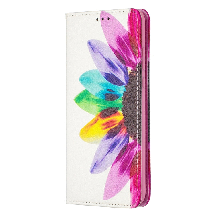 For Huawei P30 Lite case featuring a colorful drawing pattern and magnetic closure, made from PU leather and TPU material.