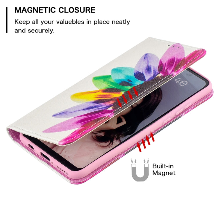 For Huawei P30 Lite case featuring a colorful drawing pattern and magnetic closure, made from PU leather and TPU material.