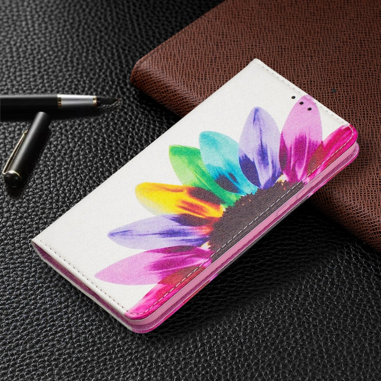 For Huawei P30 Lite case featuring a colorful drawing pattern and magnetic closure, made from PU leather and TPU material.