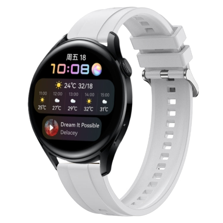 Tire pattern silver buckle silicone watch strap for Huawei Watch 3 and 3 Pro, showcasing its stylish design and soft material.