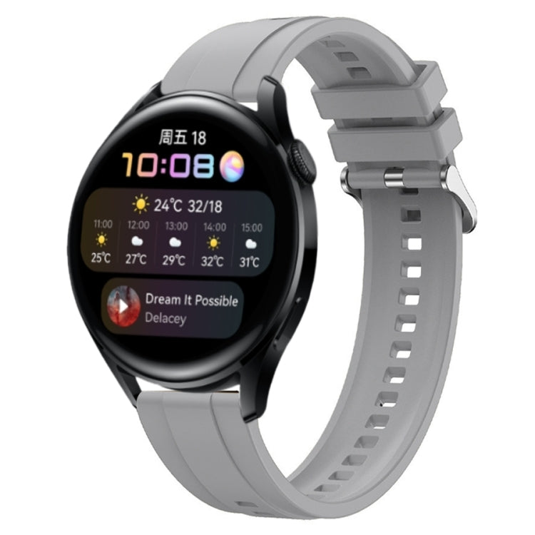 Stylish tire pattern silicone watch strap for Huawei Watch 3/3 Pro with silver buckle.