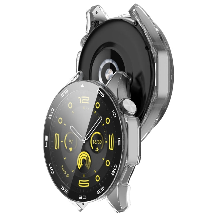 A lightweight protective case for Huawei Watch GT 4 46mm made of PC and tempered glass, showcasing its sleek design and durability.