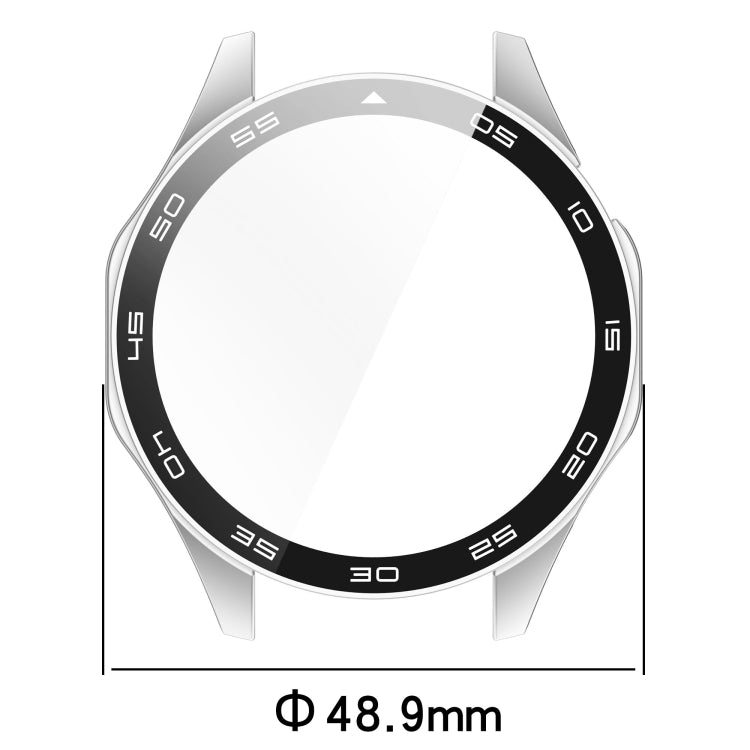 A lightweight protective case for Huawei Watch GT 4 46mm made of PC and tempered glass, showcasing its sleek design and durability.