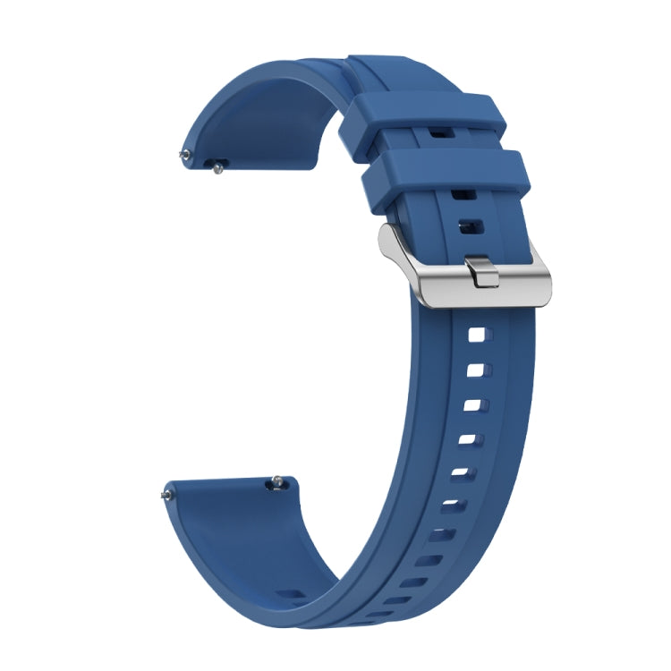 Tire pattern silicone strap for Huawei Watch GT with silver buckle, showcasing its design and texture.