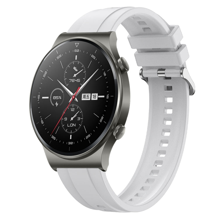 Tire Pattern Silver Buckle strap for Huawei Watch GT2 Pro, GT 2e, GT2 46mm, showcasing its stylish design and silicone material.