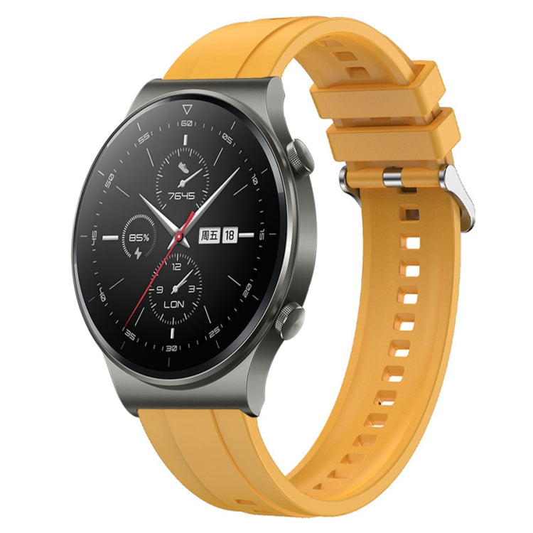Tire pattern silver buckle strap for Huawei Watch GT2 Pro, GT 2e, and GT2 46mm, showcasing its stylish design and soft silicone material.