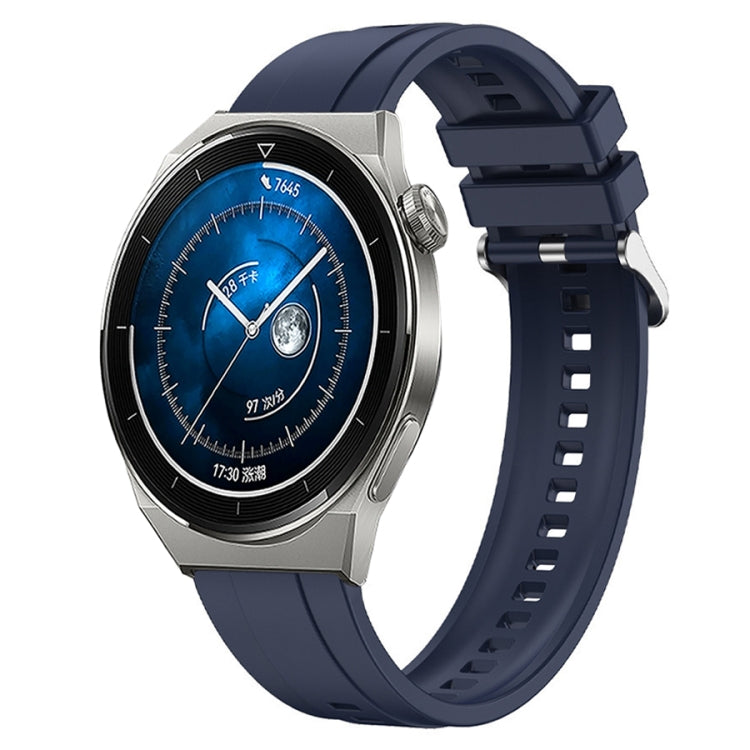 Tire pattern silicone strap with silver buckle for Huawei Watch GT3 Pro 46mm, showcasing its stylish design and comfortable fit.
