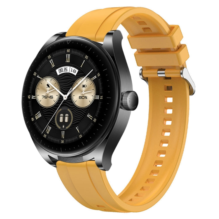 Silver buckle strap for Huawei Watch GT3 SE with tire pattern design, made from liquid silicone, showcasing its comfort and style.