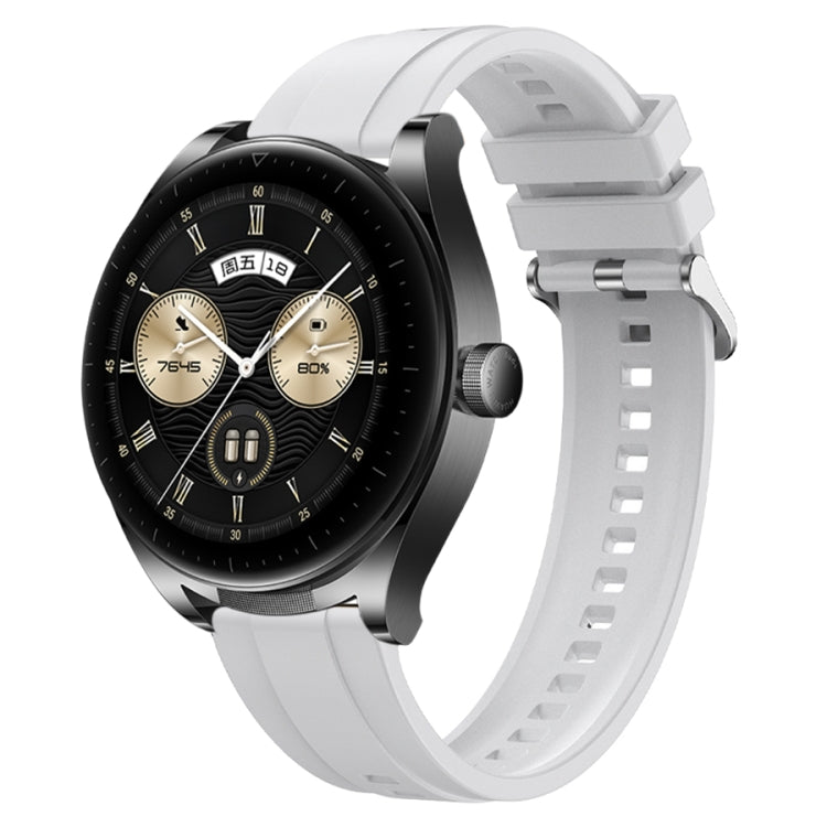 Tire pattern silver buckle strap for Huawei Watch GT3 SE, made of soft liquid silicone, showcasing its stylish design and comfortable fit.
