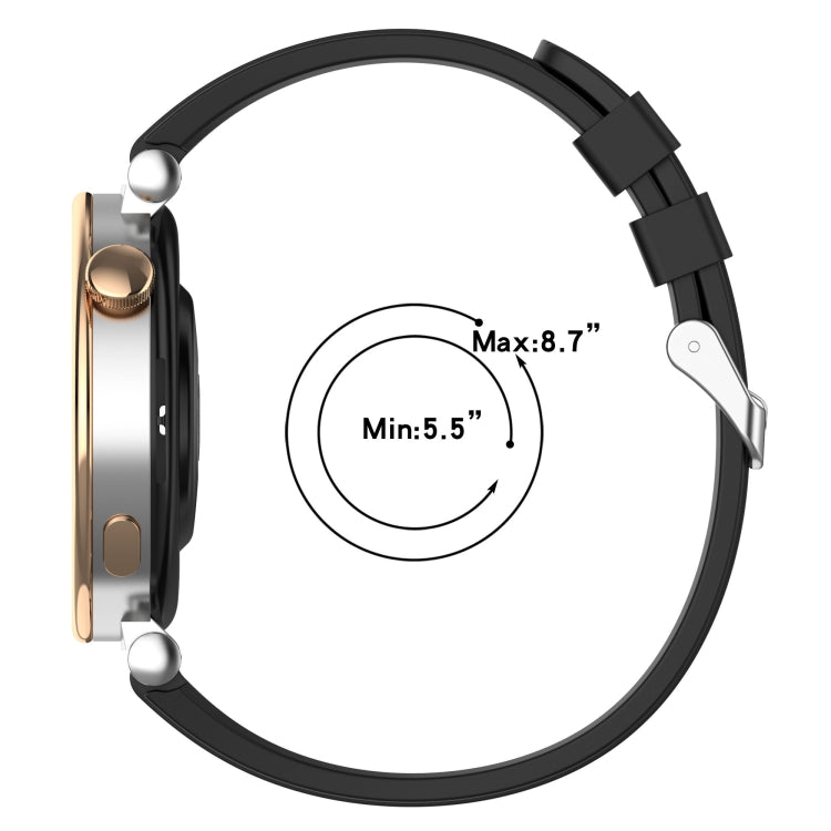 Stylish silver buckle silicone strap for Huawei Watch GT4 41mm, showcasing its soft texture and elegant design.