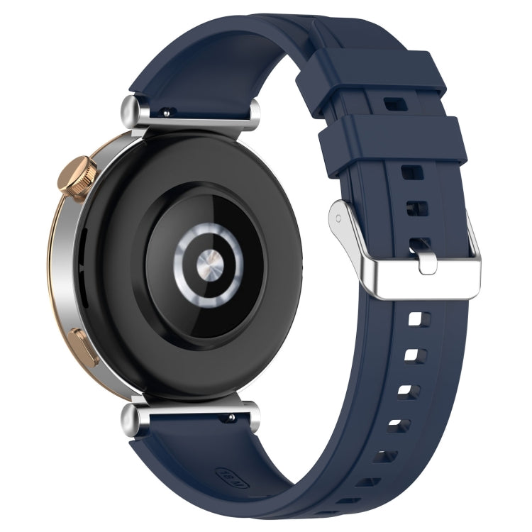 Official Steps Style Silver Buckle Silicone Strap for Huawei Watch GT4 46mm, showcasing its sleek design and comfortable material.