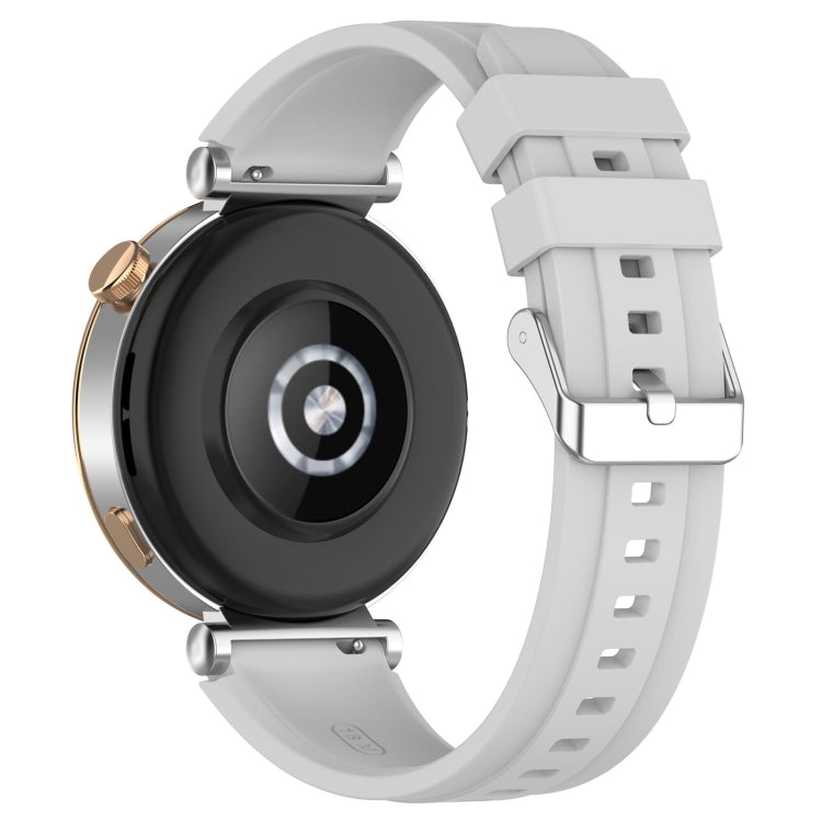 Official Steps Style Silver Buckle Silicone Strap for Huawei Watch GT4 46mm, showcasing its sleek design and comfortable material.