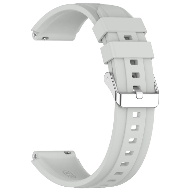Official Steps Style Silver Buckle Silicone Strap for Huawei Watch GT4 46mm, showcasing its sleek design and comfortable material.