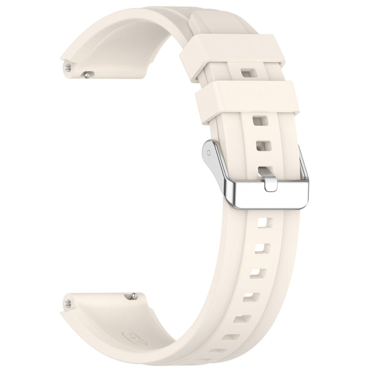 Official Steps Style Silver Buckle Silicone Strap for Huawei Watch GT4 46mm, showcasing its sleek design and comfortable material.