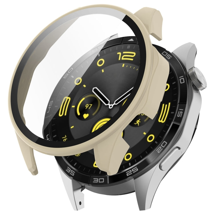 A lightweight protective case for Huawei Watch GT4 46mm made of PC and tempered glass, showcasing its sleek design and durability.