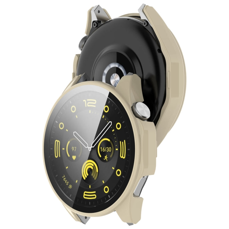 A lightweight protective case for Huawei Watch GT4 46mm made of PC and tempered glass, showcasing its sleek design and durability.