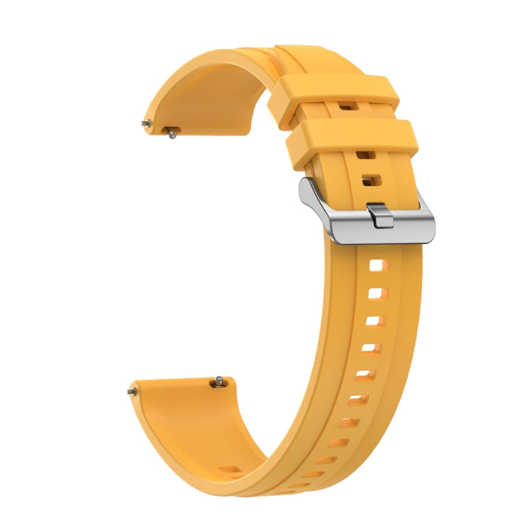 Silicone strap for Huawei Watch 3 Pro and GT Runner featuring a tire pattern and silver buckle, showcasing its design and material.