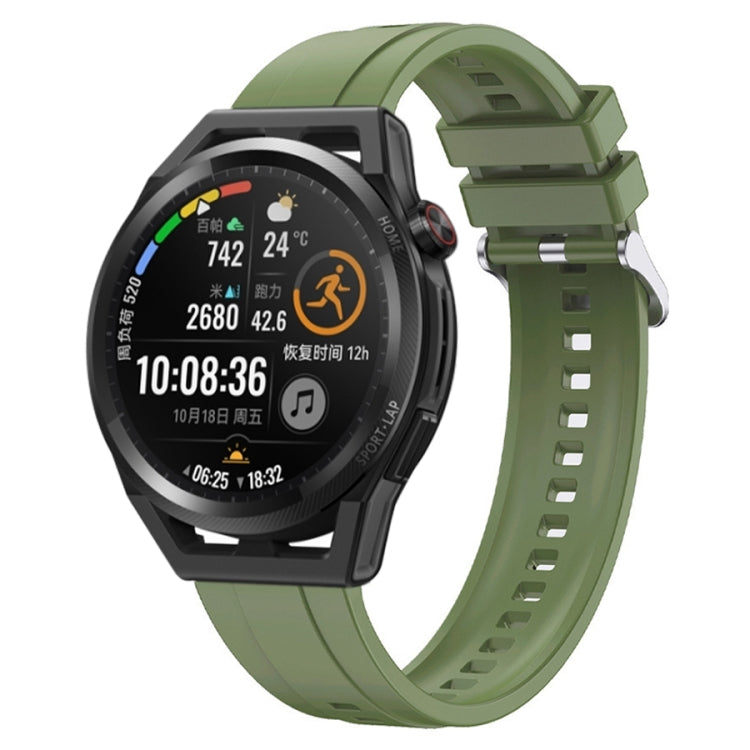Tire pattern silver buckle strap for Huawei Watch 3 Pro, made of soft silicone, showcasing its stylish design and comfortable fit.