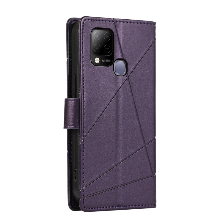 For Infinix Hot 10s PU leather phone case with embossed texture, featuring card slots and a wrist strap.