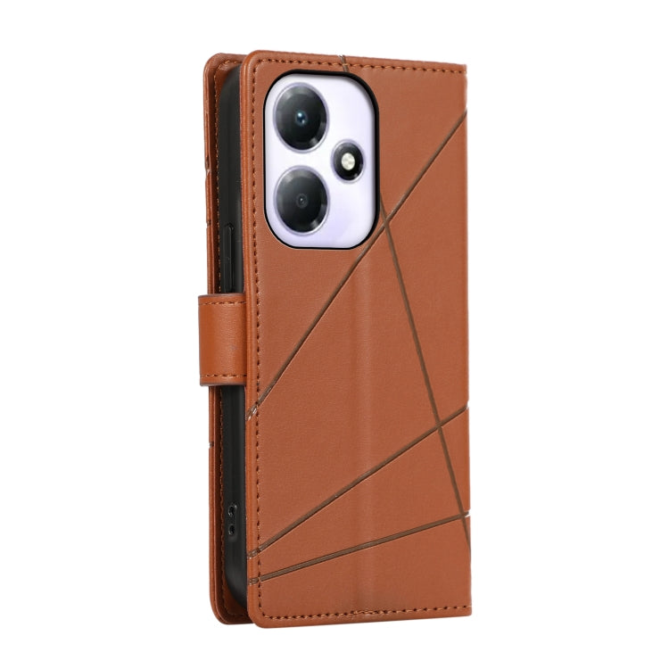 For Infinix Hot 30 Play PU leather phone case with embossed texture, featuring card slots and a wrist strap.