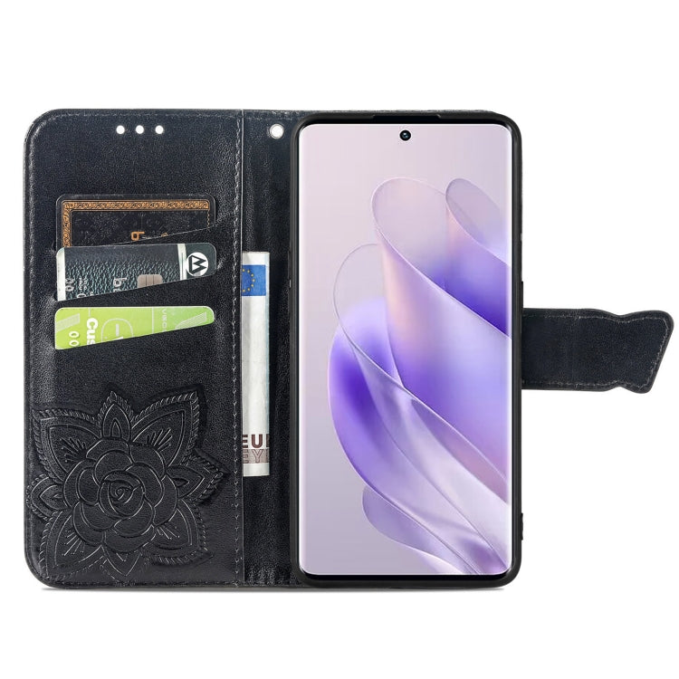 Butterfly Love Flower Embossed Leather Phone Case for Infinix Zero 30 4G, featuring a stylish design with floral and butterfly patterns.