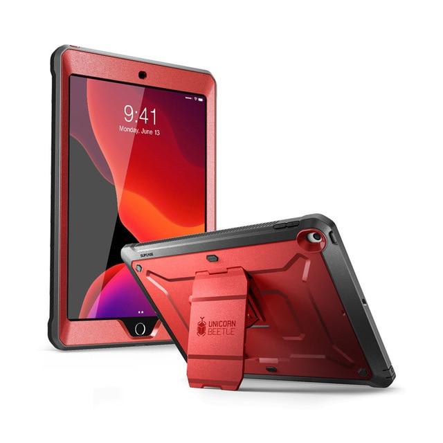 UB PRO Full-body Case for iPad 10.2 (2019) in various colors with built-in screen protector and kickstand.