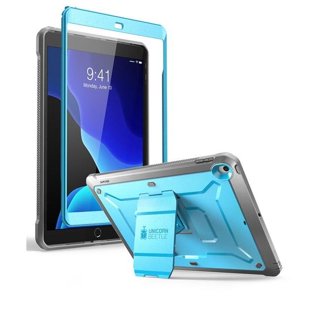 UB PRO Full-body Case for iPad 10.2 (2019) in various colors with built-in screen protector and kickstand.