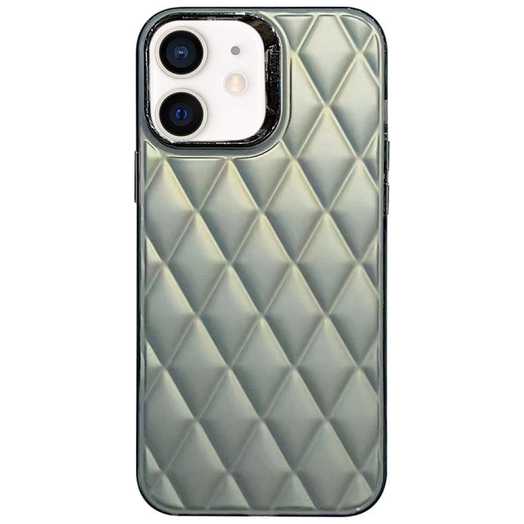 Grey 3D Rhombus Electroplating TPU Hybrid PC Phone Case for iPhone 11, showcasing its stylish design and durable materials.