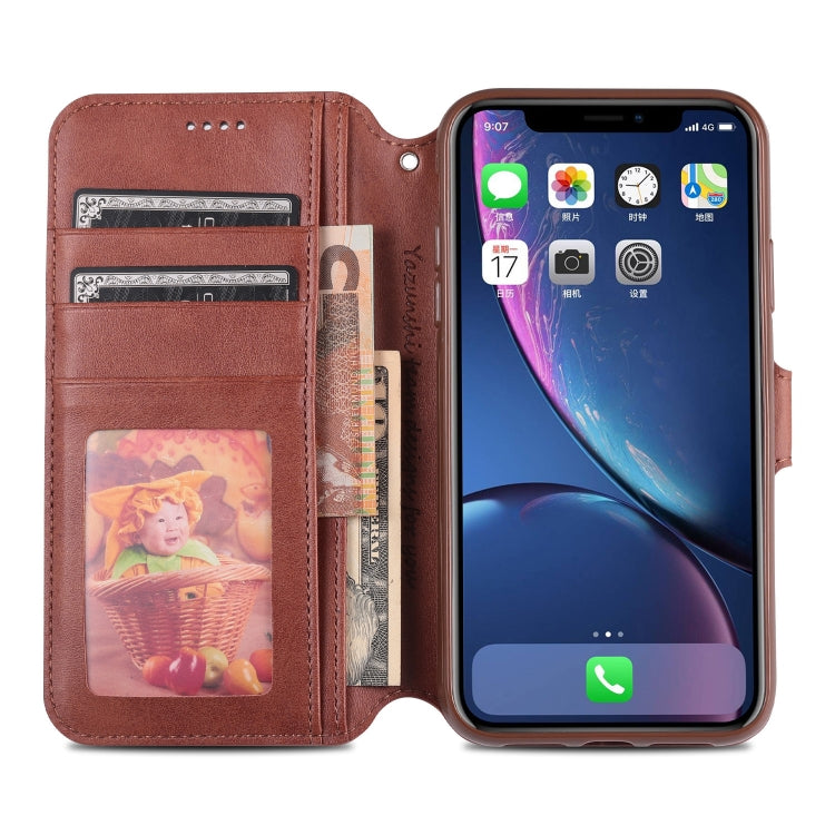 AZNS Calf Texture Magnetic Horizontal Flip PU Leather Case for iPhone 11, showcasing its elegant design and functional features.
