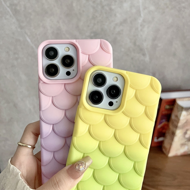 Gradient Mermaid Scale Skin Feel Phone Case for iPhone 11 in pink and purple, showcasing a stylish design with protective features.