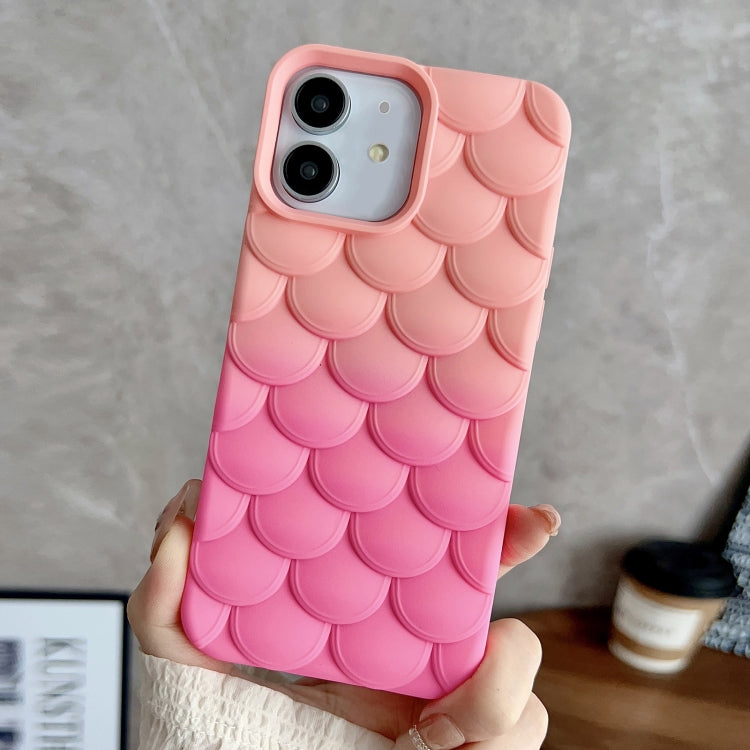 Rose Red Gradient Mermaid Scale Skin Feel Phone Case for iPhone 11, showcasing a stylish design with a smooth texture.