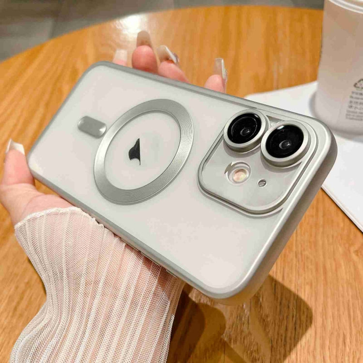 Silver MagSafe Magnetic Frosted TPU Phone Case for iPhone 11, showcasing its sleek design and protective features.