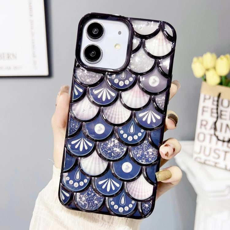 Mermaid Scale Electroplated Laser Carving Phone Case for iPhone 11, showcasing a shimmering design with a protective TPU material.