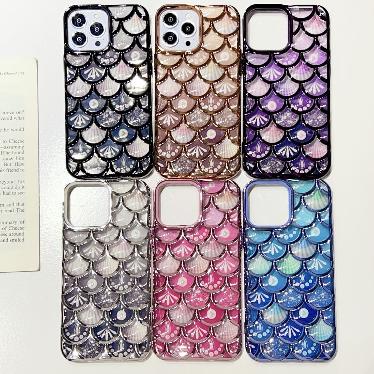 Mermaid Scale Electroplated Laser Carving Phone Case for iPhone 11, showcasing a shimmering design with a protective TPU material.
