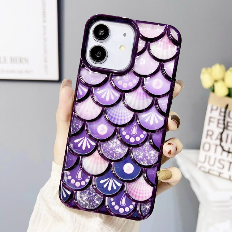 Mermaid Scale Electroplated Laser Carving Phone Case for iPhone 11, showcasing a shimmering design with protective features.