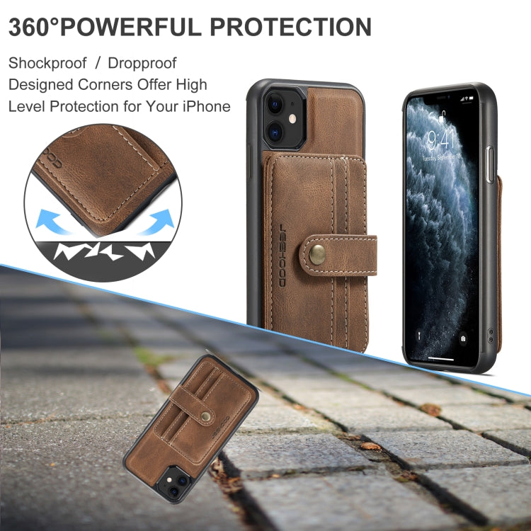 JEEHOOD RFID Blocking Anti-Theft Wallet Phone Case for iPhone 11 Pro, showcasing its durable design and card slots.