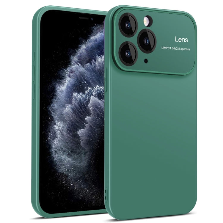 Green TPU phone case for iPhone 11 Pro Max with raised edges for screen and camera protection.
