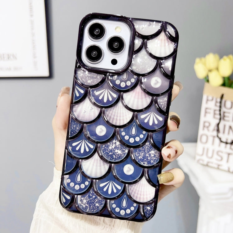 Mermaid Scale Electroplated Laser Carving Phone Case for iPhone 11 Pro Max, showcasing a vibrant and stylish design with protective features.