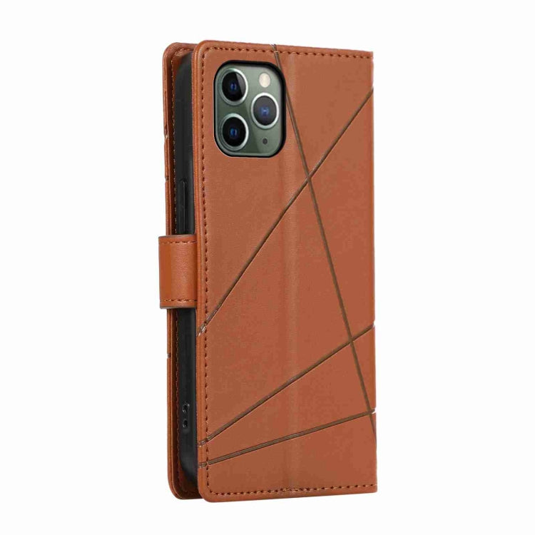 For iPhone 11 Pro Max PU leather case with embossed texture, featuring card slots and a wrist strap.