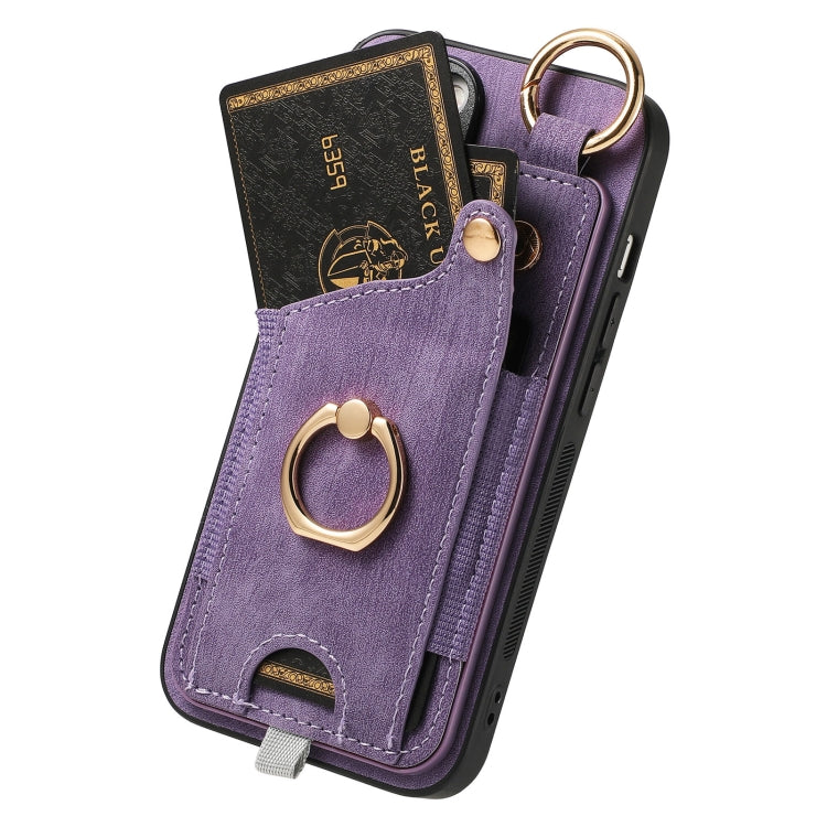For iPhone 11 Pro Max Retro Skin-feel Ring Card Bag Phone Case showcasing its stylish design and practical features.