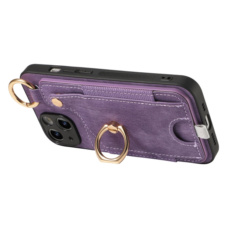 For iPhone 11 Pro Max Retro Skin-feel Ring Card Bag Phone Case showcasing its stylish design and practical features.