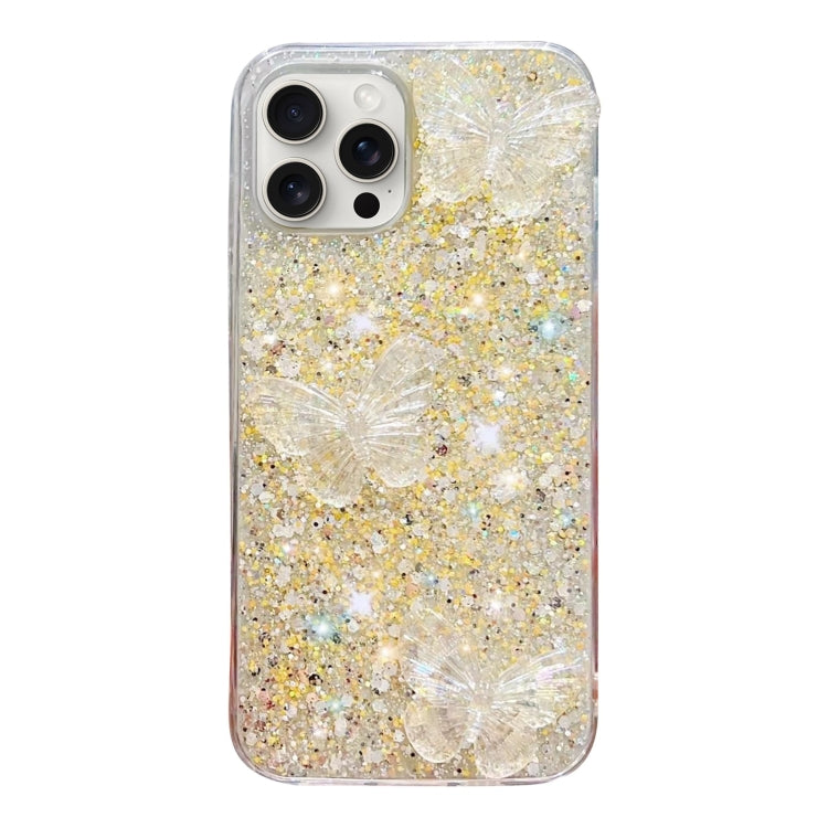 Stylish iPhone 11 Pro Max case featuring starry sequins and crystal butterflies, made from durable epoxy TPU material.