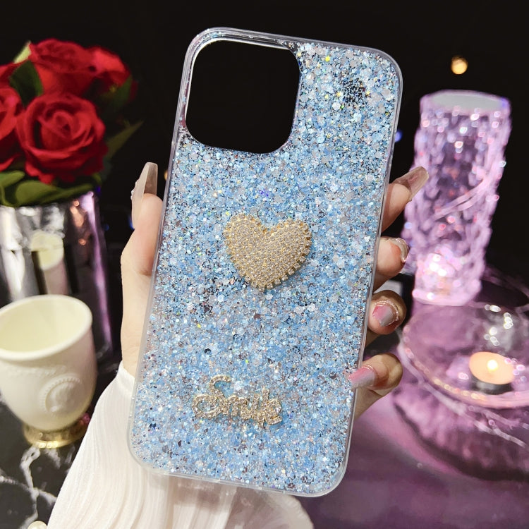 Stylish Starry Sequin Diamond Heart Epoxy TPU Phone Case for iPhone 11 Pro Max, showcasing its unique design and durable material.