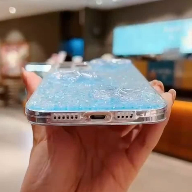 Stylish iPhone 11 Pro case featuring starry sequins and crystal butterflies, made from durable epoxy TPU material.