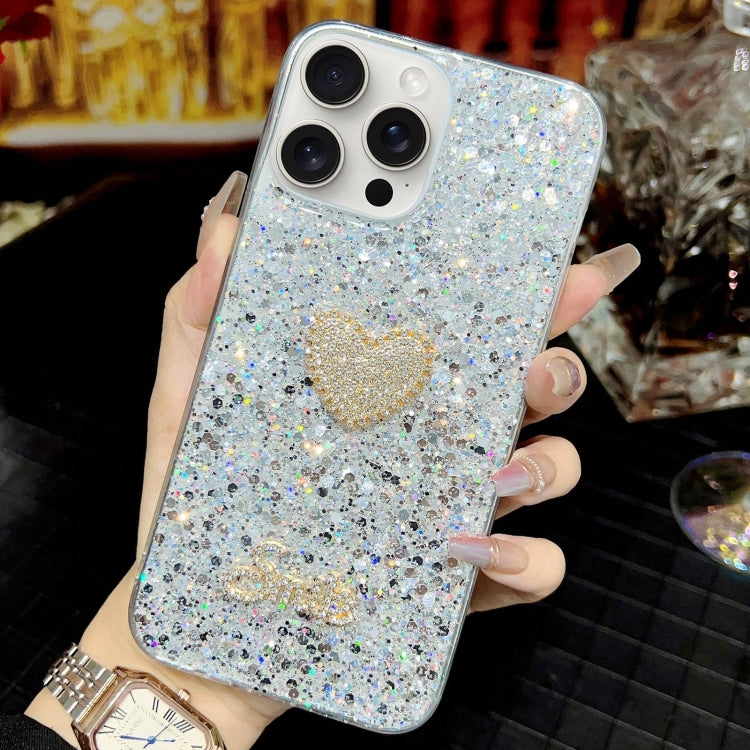Stylish For iPhone 11 Pro Starry Sequin Diamond Heart Epoxy TPU Phone Case showcasing its durable and fashionable design.