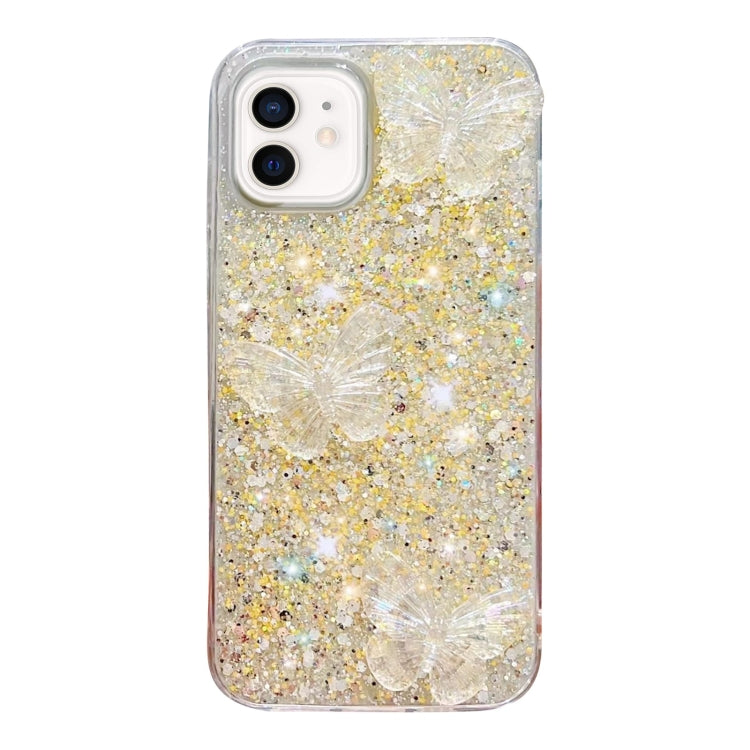 Stylish iPhone 11 case featuring starry sequin butterflies design, made from durable epoxy TPU material.