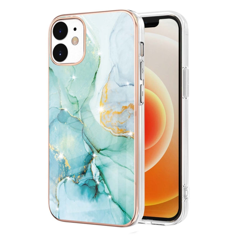 Electroplating marble pattern TPU case for iPhone 12 and 12 Pro, showcasing vibrant colors and dual-side protection.