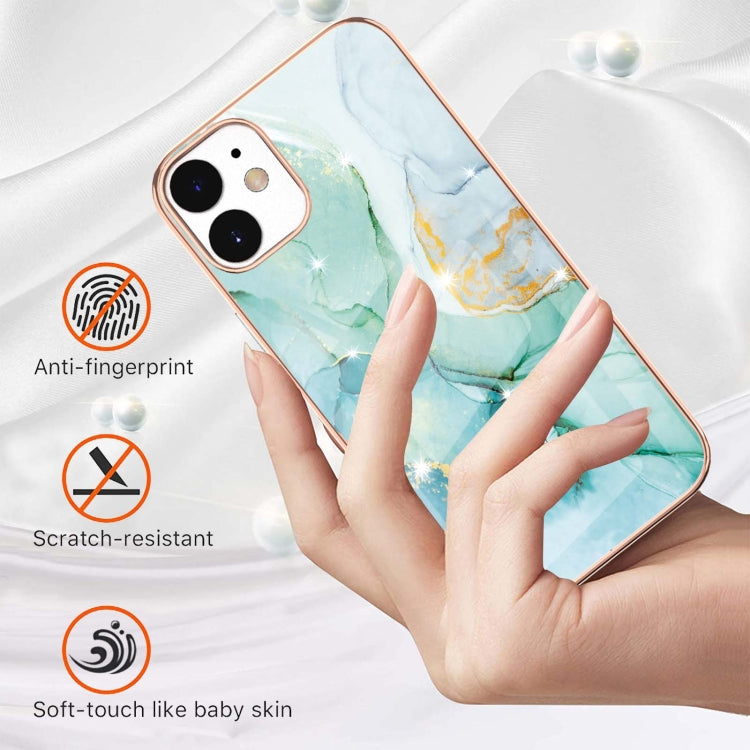 Electroplating marble pattern TPU case for iPhone 12 and 12 Pro, showcasing vibrant colors and dual-side protection.