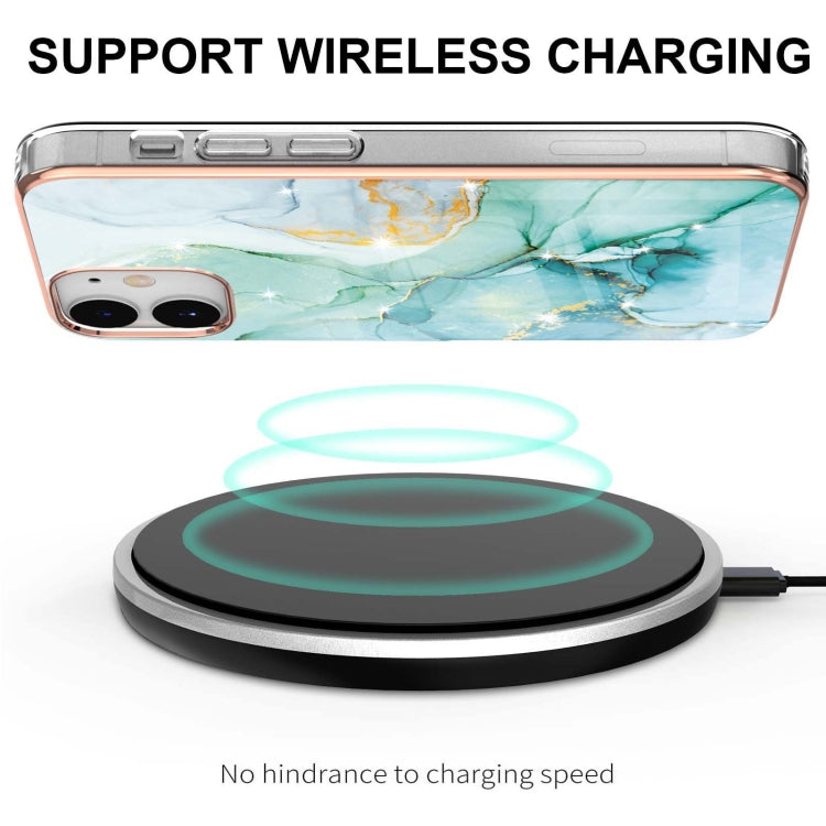 Electroplating marble pattern TPU case for iPhone 12 and 12 Pro, showcasing vibrant colors and dual-side protection.