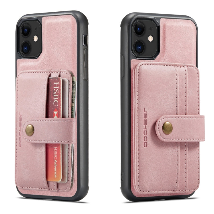 JEEHOOD RFID Blocking Anti-Theft Wallet Phone case for iPhone 12/12 Pro, showcasing its durable design and card slots.